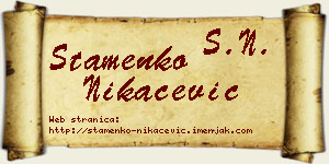 Stamenko Nikačević vizit kartica